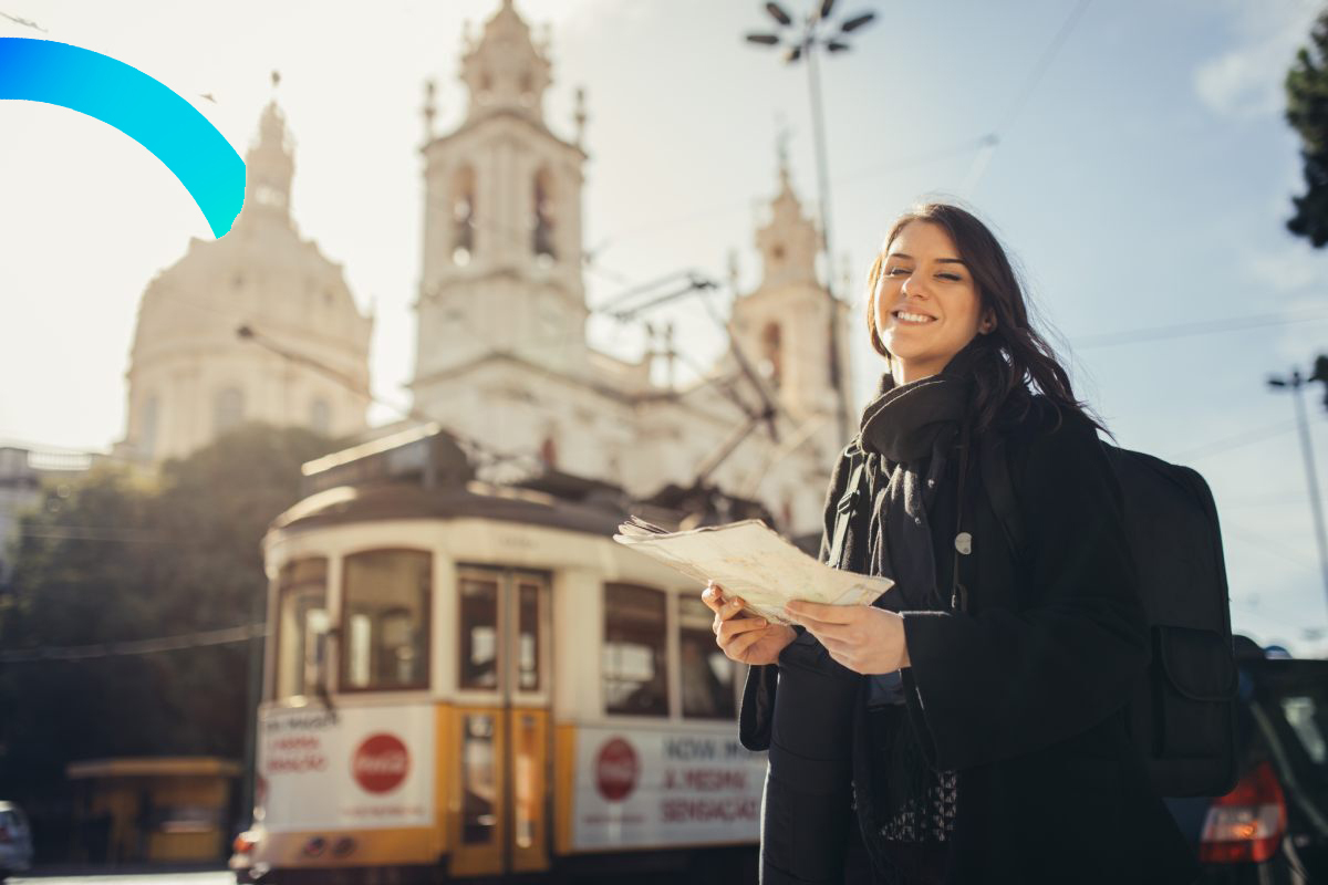 Woman posing on the tram view © iStock